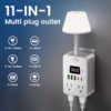Shoppy 11-in-1 Multifunctional Power Strip – 4 Outlets, 3 USB-A, 2 USB-C, Desk Lamp & Digital Clock, Overload Protection Shoppy multifunctional power strip with USB and lamp