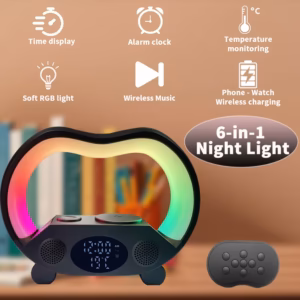 Shoppy RGB night light with wireless speaker and charger