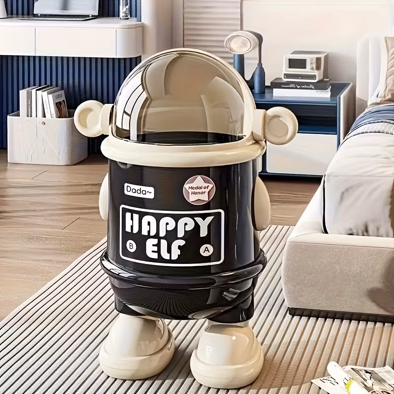 Shoppy Cartoon Space Astronaut Trash Can – Double-Bucket Standing Waste Bin with Lid, High-Appearance Room Décor Shoppy astronaut trash can double bucket