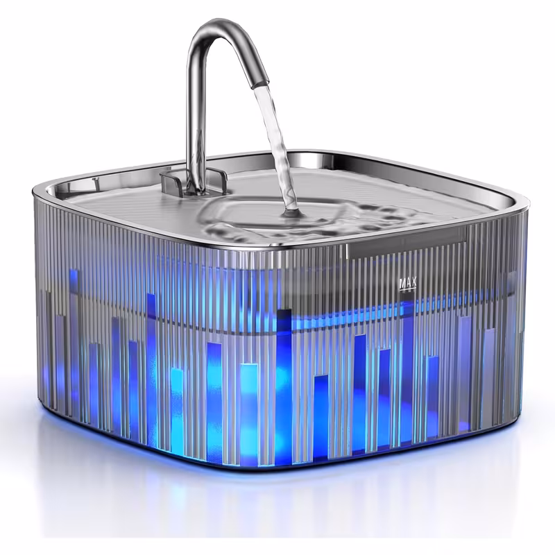 Shoppy Automatic Cat Water Fountain - 2.2L Stainless Steel Lid, Ultra-Quiet LED Pump for Indoor Cats & Small Dogs Shoppy automatic cat water fountain stainless steel