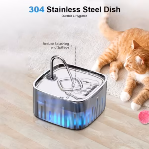 Shoppy Automatic Cat Water Fountain - 2.2L Stainless Steel Lid, Ultra-Quiet LED Pump for Indoor Cats & Small Dogs Shoppy automatic cat water fountain stainless steel