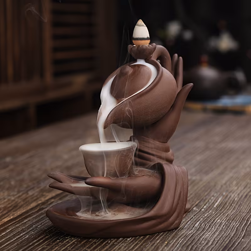 Shoppy Ceramic Backflow Incense Holder – Waterfall Smoke Design, Home Decor & Yoga Aromatherapy Ornament Shoppy ceramic backflow incense holder waterfall