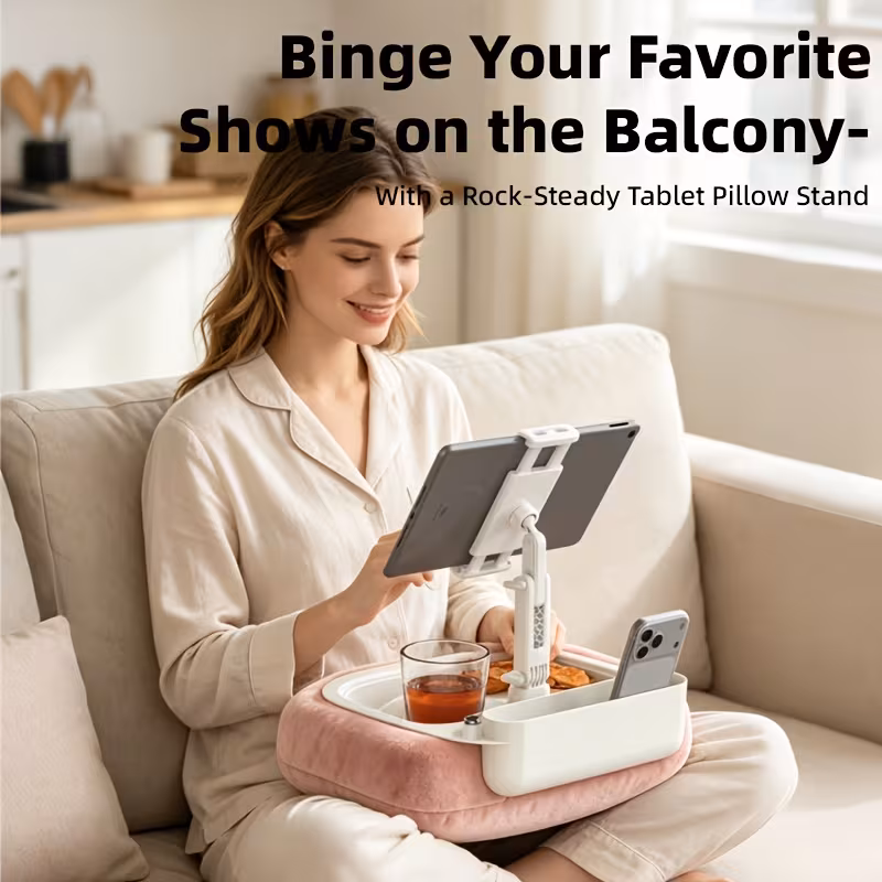 Shoppy Plush Pillow Stand for Tablets & Laptops – Soft Support for 4.7-8.3" Devices, Multi-Angle Hands-Free Reading Shoppy pillow stand for tablets and laptops