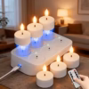 Shoppy Rechargeable Electric Candle Set – 6/12 LED Tea Lights with Charging Base, Remote Control for Romantic Decor & Party Use Shoppy rechargeable electric candle set with remote