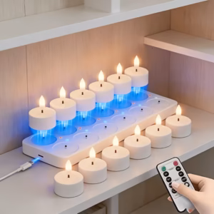 Shoppy rechargeable electric candle set with remote