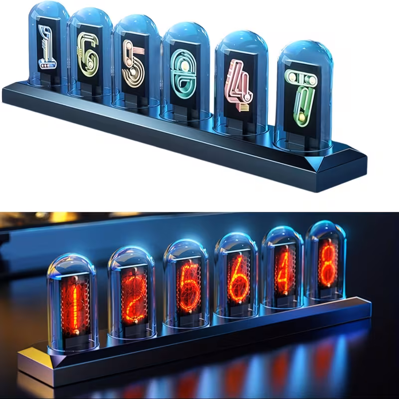 Shoppy Tube Clock Kit – Digital Timekeeping with Wi-Fi Sync, 3 Lighting Modes, 12/24H Display, Decorative Analog-Style Clock Shoppy tube clock kit with Wi-Fi synchronization