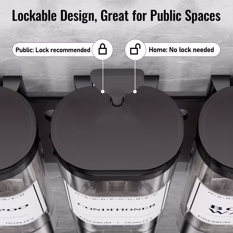 Shoppy Wall Mounted Triple Soap Dispenser – No-Drill Shampoo & Conditioner Dispenser, 3 x 10.14oz ABS for Bathroom & Kitchen Shoppy wall mounted triple soap dispenser no drill